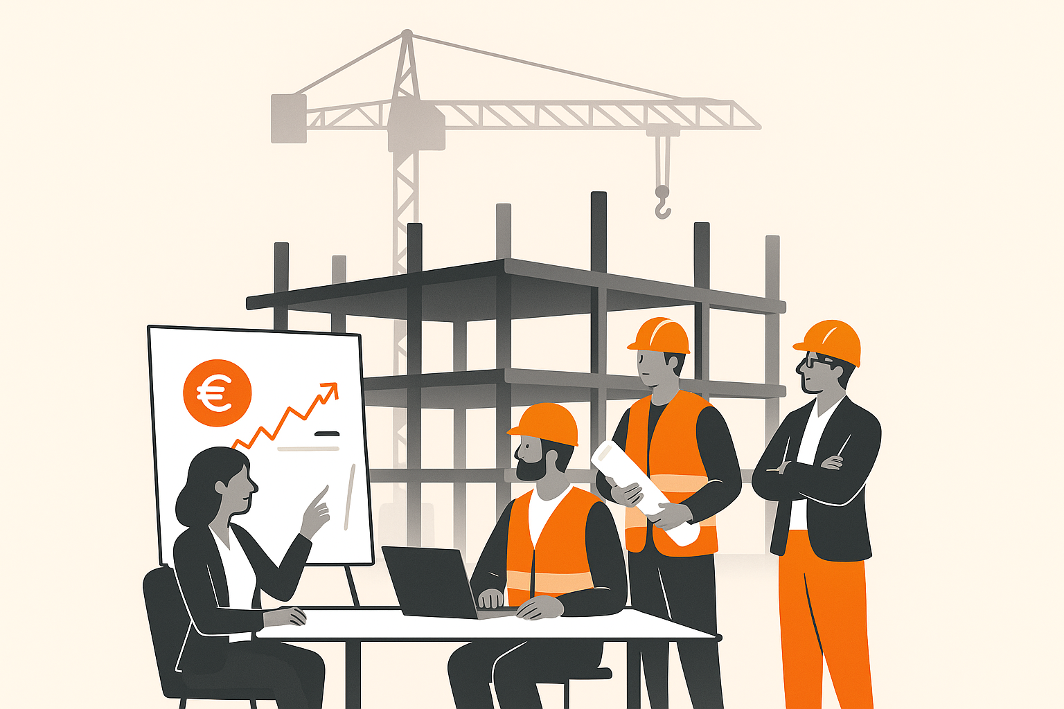 Team using construction purchase order software for procurement